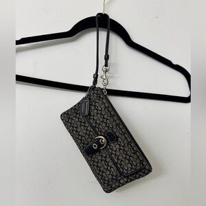 Coach Soho Black Mini Signature Wristlet